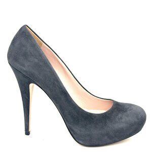 MIU MIU Classic Suede Platform Pumps Heels Shoes Dark Grey